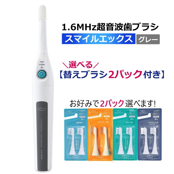 画像1: 【選べる替えブラシ2パック付】超音波歯ブラシ スマイルエックス AU-300D グレー